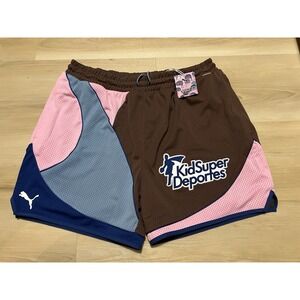 NWT Puma Kidsuper Studios Shorts Men's XL‎ Brown Pink Blue Zip Pocket 627858-01